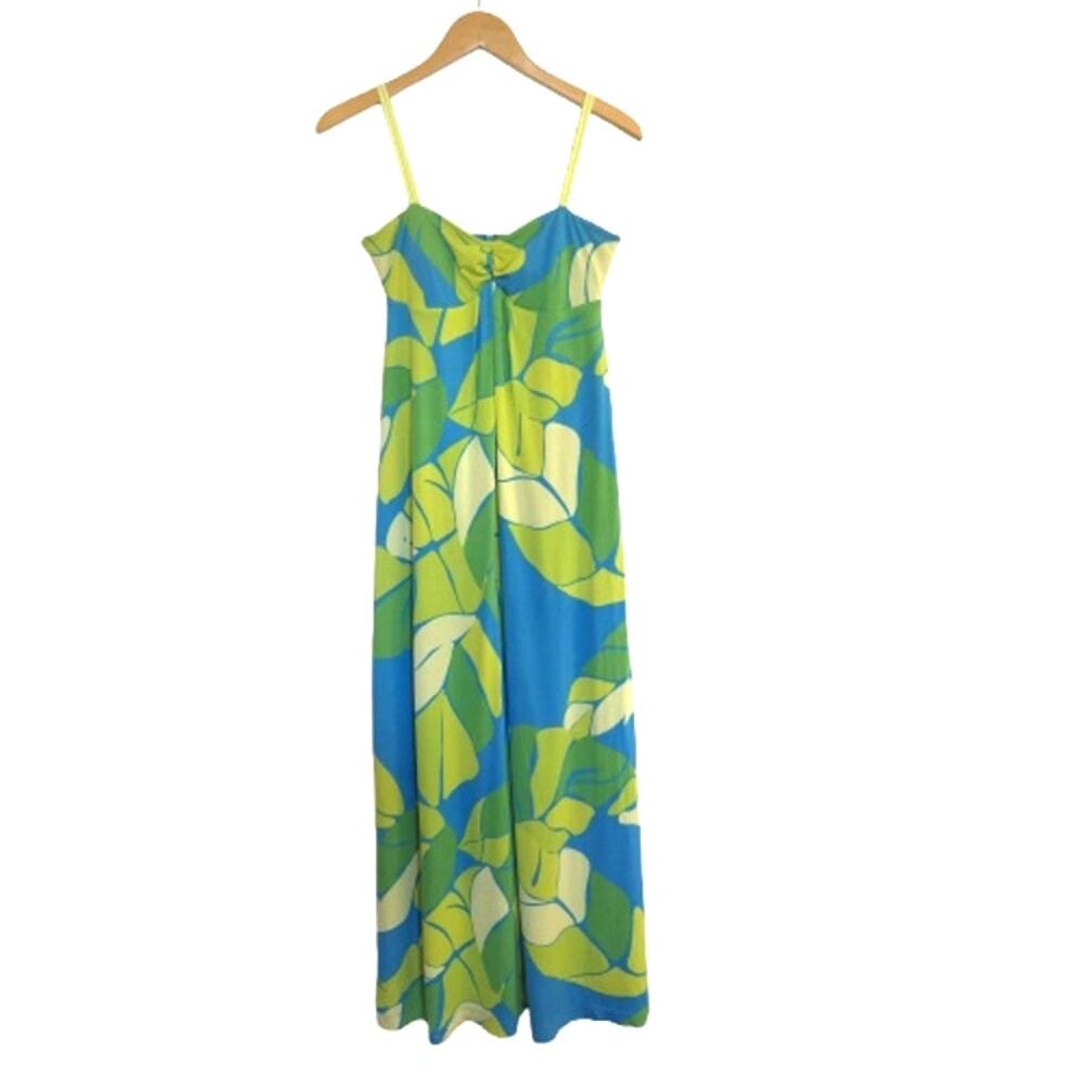 Lilly Pulitzer Paige Moheatoh Silk Cotton Maxi Dress Tropical Leaf Print Size 4